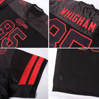 Custom Football Jersey, Black Red Sportswear Jersey Shirt, Athletic Mesh Moisture Wicking Jersey, Casual Gift for Men