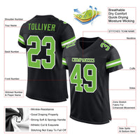 Custom Football Jersey, Black Neon Green Sportswear Jersey Shirt, Athletic Mesh Moisture Wicking Jersey, Casual Gift for Men, Style Black0533