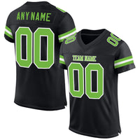 Custom Football Jersey, Black Neon Green Sportswear Jersey Shirt, Athletic Mesh Moisture Wicking Jersey, Casual Gift for Men, Style Black0533
