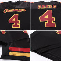 Custom Football Jersey, Black Burgundy Gold Sportswear Jersey Shirt, Athletic Mesh Moisture Wicking Jersey, Casual Gift for Men