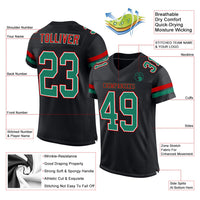 Custom Football Jersey, Black Kelly Green Sportswear Jersey Shirt, Athletic Mesh Moisture Wicking Jersey, Casual Gift for Men, Style Black0556