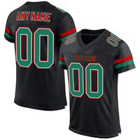 Custom Football Jersey, Black Kelly Green Sportswear Jersey Shirt, Athletic Mesh Moisture Wicking Jersey, Casual Gift for Men, Style Black0556