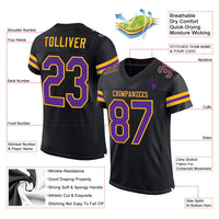 Custom Football Jersey, Black Purple Gold Sportswear Jersey Shirt, Athletic Mesh Moisture Wicking Jersey, Casual Gift for Men