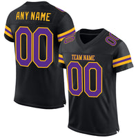 Custom Football Jersey, Black Purple Gold Sportswear Jersey Shirt, Athletic Mesh Moisture Wicking Jersey, Casual Gift for Men