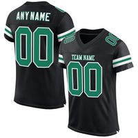 Custom Football Jersey, Black Kelly Green Sportswear Jersey Shirt, Athletic Mesh Moisture Wicking Jersey, Casual Gift for Men, Style Black0606