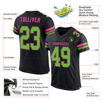 Custom Football Jersey, Black Neon Green Pink Sportswear Jersey Shirt, Athletic Mesh Moisture Wicking Jersey, Casual Gift for Men