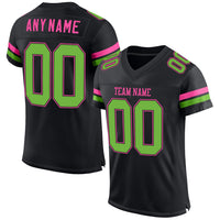Custom Football Jersey, Black Neon Green Pink Sportswear Jersey Shirt, Athletic Mesh Moisture Wicking Jersey, Casual Gift for Men