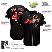 Custom Baseball Jersey, Black Red Sportswear Jersey Shirt, Athletic Button Down Moisture Wicking Jersey, Casual Gift for Men, Style Black0936