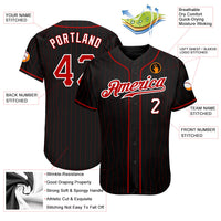 Custom Baseball Jersey, Black Red Sportswear Jersey Shirt, Athletic Button Down Moisture Wicking Jersey, Casual Gift for Men, Style Black0943