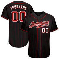 Custom Baseball Jersey, Black Red Sportswear Jersey Shirt, Athletic Button Down Moisture Wicking Jersey, Casual Gift for Men, Style Black0943