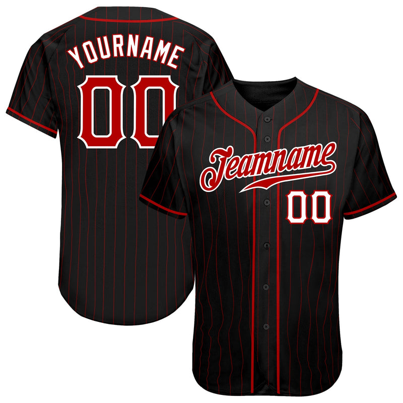Custom Baseball Jersey, Black Red Sportswear Jersey Shirt, Athletic Button Down Moisture Wicking Jersey, Casual Gift for Men, Style Black0943