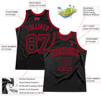 Custom Basketball Jersey, Black Red Throwback Sportswear Jersey Shirt, Athletic Mesh Moisture Wicking Jersey, Casual Gift for Men