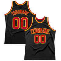 Custom Basketball Jersey, Black Red Gold Throwback Sportswear Jersey Shirt, Athletic Mesh Moisture Wicking Jersey, Casual Gift for Men