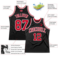 Custom Basketball Jersey, Black Red White Sportswear Jersey Shirt, Athletic Mesh Moisture Wicking Jersey, Casual Gift for Men, Style Black0985
