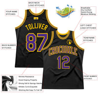 Custom Basketball Jersey, Black Purple Gold Throwback Sportswear Jersey Shirt, Athletic Mesh Moisture Wicking Jersey, Casual Gift for Men