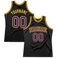 Custom Basketball Jersey, Black Purple Gold Throwback Sportswear Jersey Shirt, Athletic Mesh Moisture Wicking Jersey, Casual Gift for Men