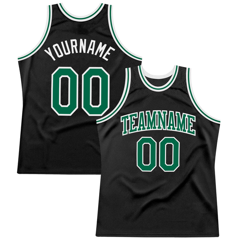 Custom Basketball Jersey, Black Kelly Green Sportswear Jersey Shirt, Athletic Mesh Moisture Wicking Jersey, Casual Gift for Men, Style Black0989