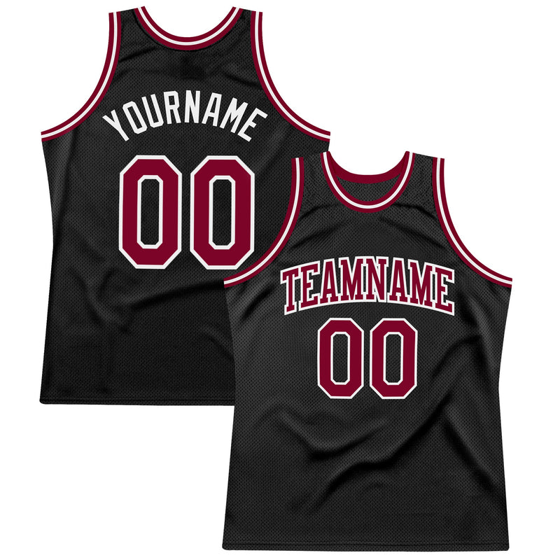 Custom Basketball Jersey, Black Maroon White Throwback Sportswear Jersey Shirt, Athletic Mesh Moisture Wicking Jersey, Casual Gift for Men