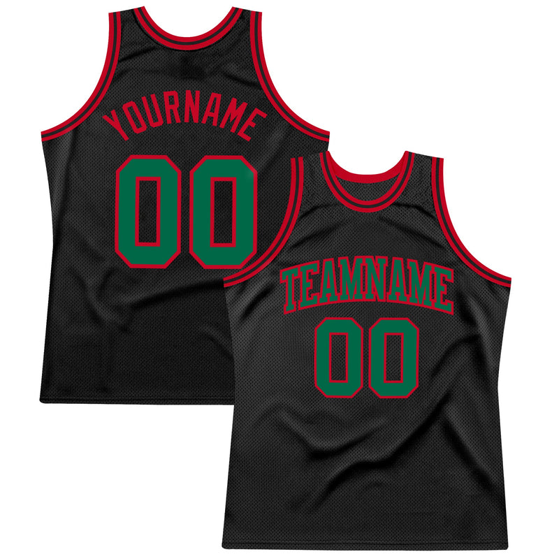 Custom Basketball Jersey, Black Kelly Green Sportswear Jersey Shirt, Athletic Mesh Moisture Wicking Jersey, Casual Gift for Men, Style Black0991