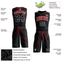 Custom Basketball Jersey, Black Red Sportswear Jersey Shirt, Athletic Mesh Moisture Wicking Jersey, Casual Gift for Men, Style Black0996