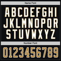 Custom Hockey Jersey, Black Old Gold White Sportswear Jersey Shirt, Athletic Long Sleeve V Neck Jersey, Casual Gift for Men