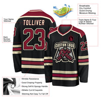 Custom Hockey Jersey, Black Crimson Cream Sportswear Jersey Shirt, Athletic Long Sleeve V Neck Jersey, Casual Gift for Men