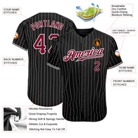 Custom Baseball Jersey, Black White Maroon Pinstripe Sportswear Jersey Shirt, Athletic Button Down Moisture Wicking Jersey, Casual Gift for Men