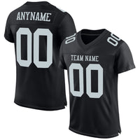 Custom Football Jersey, Black Silver Sportswear Jersey Shirt, Athletic Mesh Moisture Wicking Jersey, Casual Gift for Men