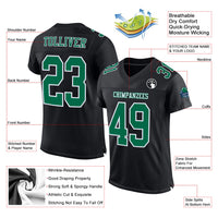 Custom Football Jersey, Black Kelly Green Sportswear Jersey Shirt, Athletic Mesh Moisture Wicking Jersey, Casual Gift for Men, Style Black1067