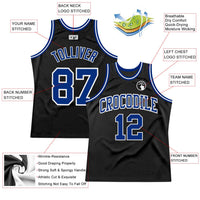 Custom Basketball Jersey, Black Royal White Throwback Sportswear Jersey Shirt, Athletic Mesh Moisture Wicking Jersey, Casual Gift for Men