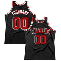 Custom Basketball Jersey, Black Red White Sportswear Jersey Shirt, Athletic Mesh Moisture Wicking Jersey, Casual Gift for Men, Style Black1182