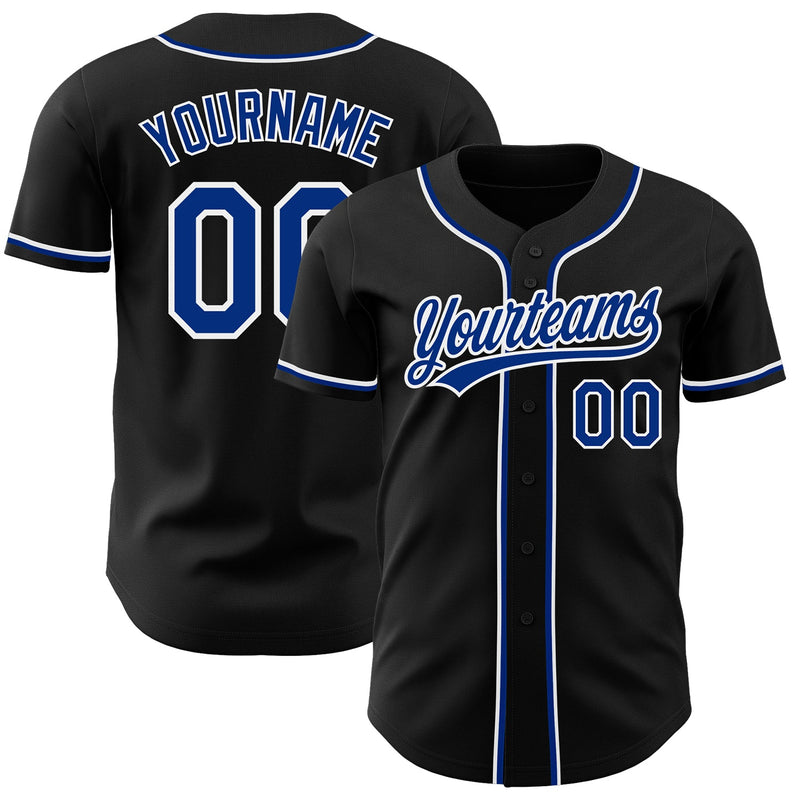 Custom Baseball Jersey, Black Royal Sportswear Jersey Shirt, Athletic Button Down Moisture Wicking Jersey, Casual Gift for Men, Style Black1211