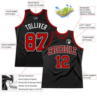 Custom Basketball Jersey, Black Red White Sportswear Jersey Shirt, Athletic Mesh Moisture Wicking Jersey, Casual Gift for Men, Style Black1280
