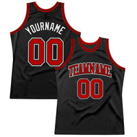 Custom Basketball Jersey, Black Red White Sportswear Jersey Shirt, Athletic Mesh Moisture Wicking Jersey, Casual Gift for Men, Style Black1280