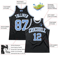 Custom Basketball Jersey, Black Light Blue White Pinstripe Sportswear Jersey Shirt, Athletic Mesh Moisture Wicking Jersey, Casual Gift for Men
