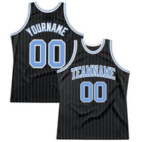 Custom Basketball Jersey, Black Light Blue White Pinstripe Sportswear Jersey Shirt, Athletic Mesh Moisture Wicking Jersey, Casual Gift for Men