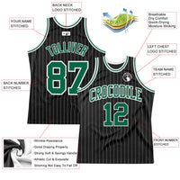 Custom Basketball Jersey, Black White Kelly Pinstripe Sportswear Jersey Shirt, Athletic Mesh Moisture Wicking Jersey, Casual Gift for Men