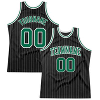 Custom Basketball Jersey, Black White Kelly Pinstripe Sportswear Jersey Shirt, Athletic Mesh Moisture Wicking Jersey, Casual Gift for Men
