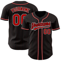 Custom Baseball Jersey, Black Red Sportswear Jersey Shirt, Athletic Button Down Moisture Wicking Jersey, Casual Gift for Men, Style Black1357