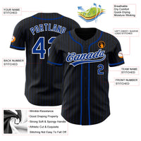 Custom Baseball Jersey, Black Royal White Pinstripe Sportswear Jersey Shirt, Athletic Button Down Moisture Wicking Jersey, Casual Gift for Men