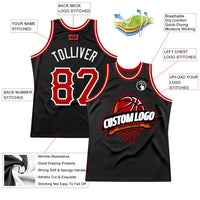 Custom Basketball Jersey, Black Red White Sportswear Jersey Shirt, Athletic Mesh Moisture Wicking Jersey, Casual Gift for Men, Style Black1556