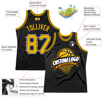 Custom Basketball Jersey, Black Gold White Sportswear Jersey Shirt, Athletic Mesh Moisture Wicking Jersey, Casual Gift for Men, Style Black1558