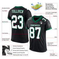 Custom Football Jersey, Black White Kelly Sportswear Jersey Shirt, Athletic Mesh Moisture Wicking Jersey, Casual Gift for Men