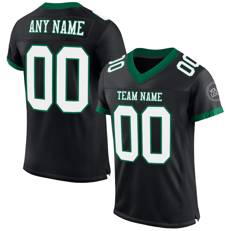 Custom Football Jersey, Black White Kelly Sportswear Jersey Shirt, Athletic Mesh Moisture Wicking Jersey, Casual Gift for Men