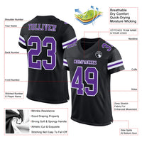 Custom Football Jersey, Black Purple White Sportswear Jersey Shirt, Athletic Mesh Moisture Wicking Jersey, Casual Gift for Men