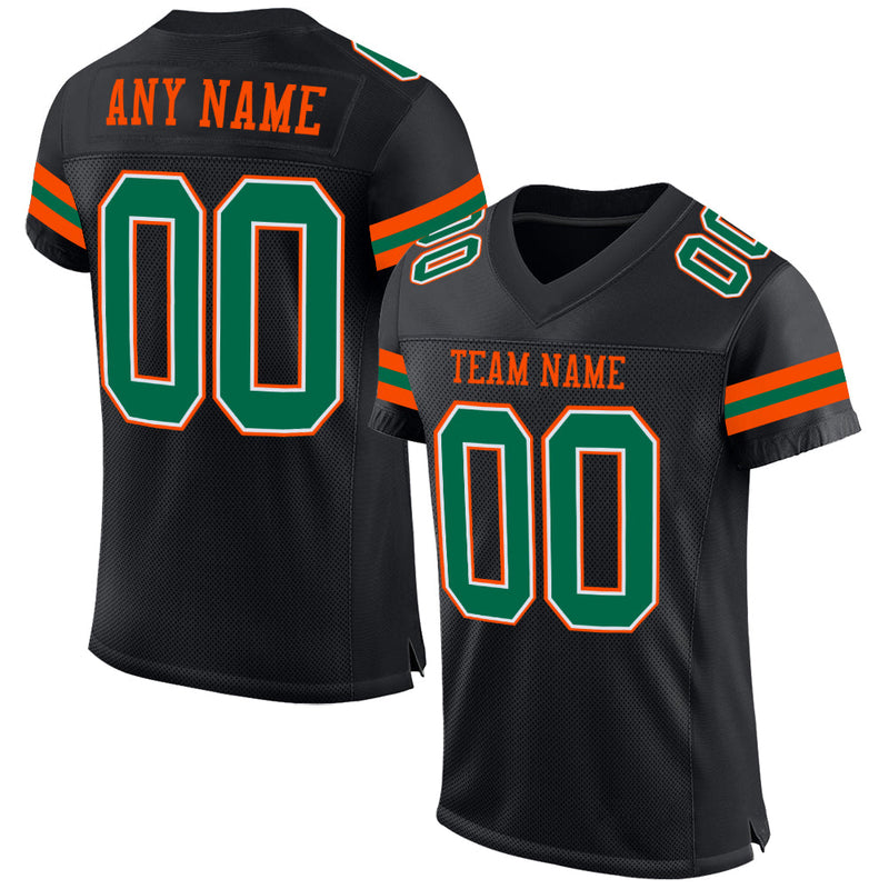 Custom Football Jersey, Black Kelly Green Sportswear Jersey Shirt, Athletic Mesh Moisture Wicking Jersey, Casual Gift for Men, Style Black1607