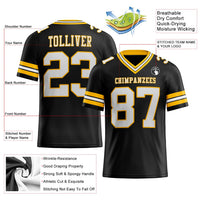 Custom Football Jersey, Black White Gold Sportswear Jersey Shirt, Athletic Moisture Wicking Breathable Jersey, Casual Gift for Men