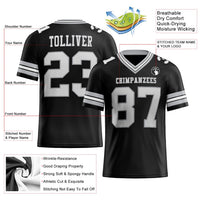 Custom Football Jersey, Black White Gray Sportswear Jersey Shirt, Athletic Moisture Wicking Breathable Jersey, Casual Gift for Men
