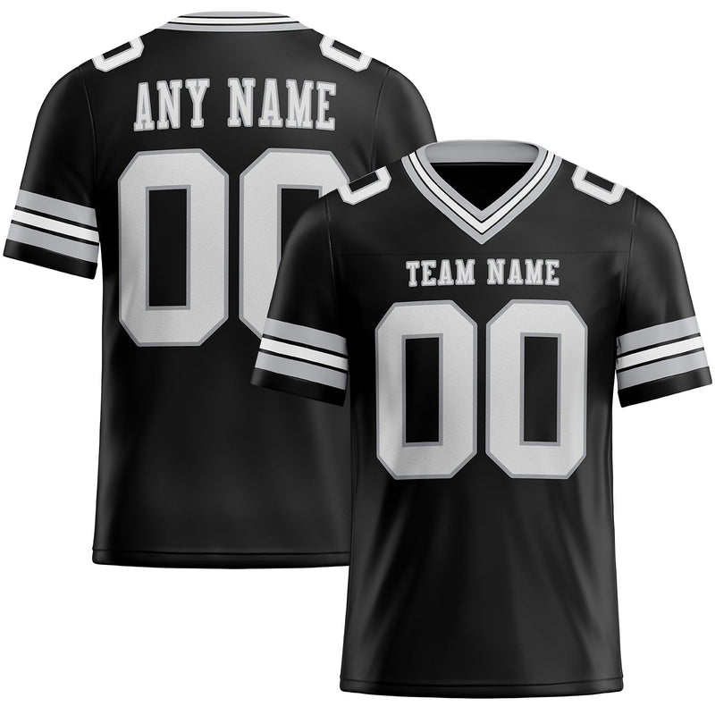 Custom Football Jersey, Black White Gray Sportswear Jersey Shirt, Athletic Moisture Wicking Breathable Jersey, Casual Gift for Men