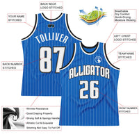 Custom Basketball Jersey, Blue White Black Pinstripe Sportswear Jersey Shirt, Athletic Mesh Moisture Wicking Jersey, Casual Gift for Men